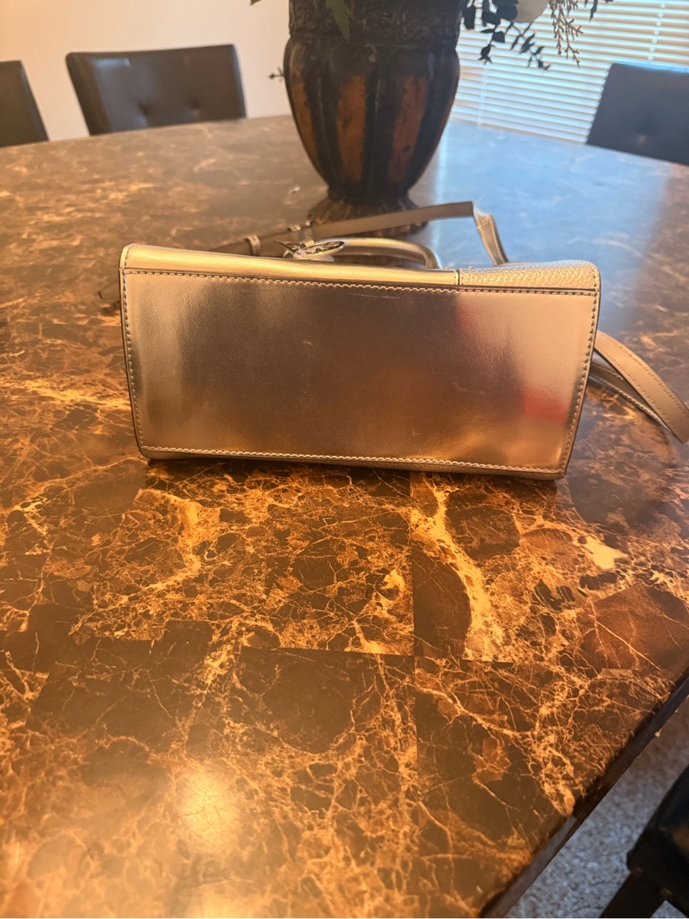 Michael Kors Metallic Taupe Logo Satchel with Detachable Strap - Picture 5 of 8